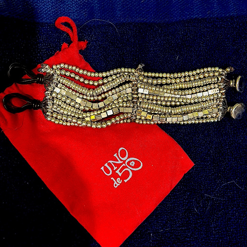 Uno De 50 Silver Plated Trivial Silver Multi-strand Beaded Bracelet